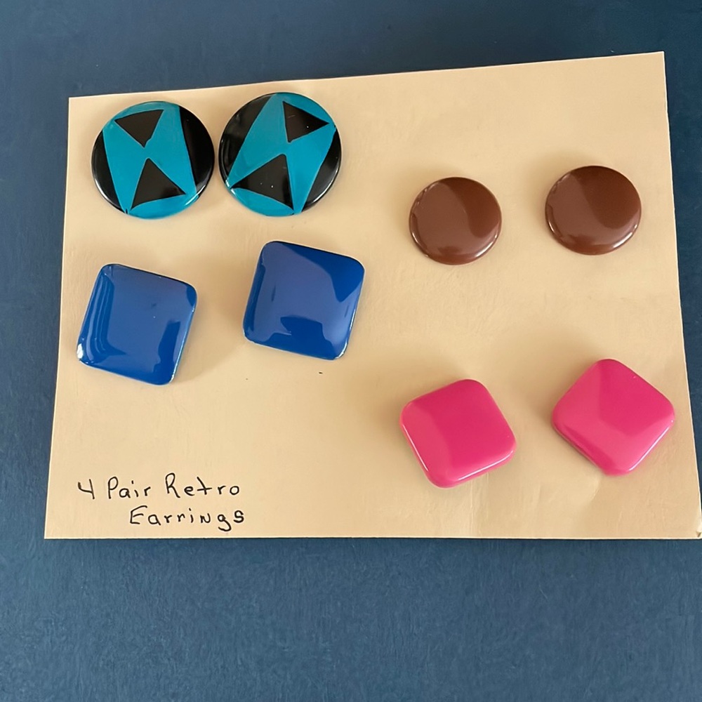 Retro Earrings Set Of 4 With Backings